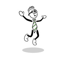 Cute Cartoon Businessman Jumping For Joy