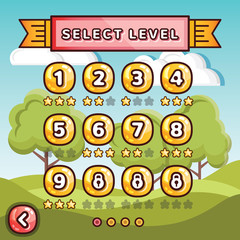 Poster - Level selection screen. Sunny hills concept