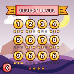 Poster - Level selection screen. Mystery canyon in night time concept