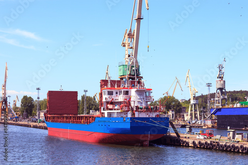 Naklejka na meble Cargo ship in port of Gdynia, Poland.