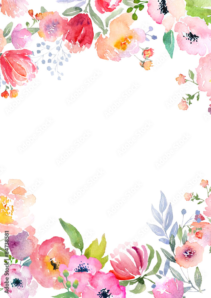 Watercolor roses card template Stock Illustration | Adobe Stock