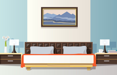 Poster - Bedroom Flat Illustration