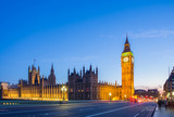Fototapeta Big Ben - The Big Ben with the Parliament from Westminster Bridge at blue hour, London, UK