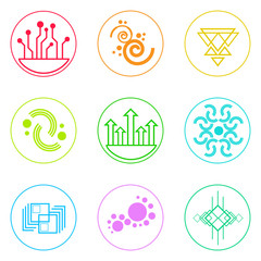 Poster - Abstract Logo Icons Set Thin Line Simple Colorful Collection 