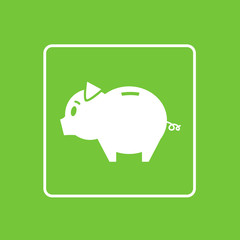 Poster - Piggy Bank Icon Thin Line Simple Logo Minimalistic Style 