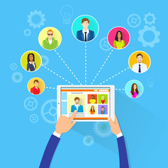 Poster - Remote Working Concept Internet Tablet Computer Manager