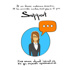 Poster - Woman Support Chat Logo Hand Draw Color Icon 