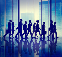 Wall Mural - Silhouette Group of People Walking Concept