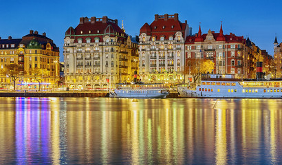 Wall Mural - Cityscape at night.