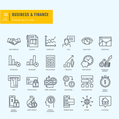 Poster - thin line icons set. icons for business, finance, m-banking.