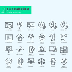 Poster - thin line icons set. icons for seo, website and app design and development.
