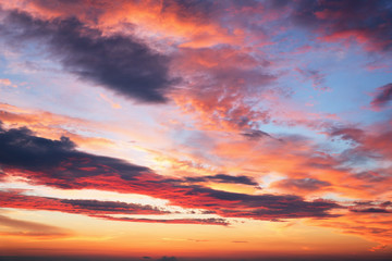 Wall Mural - sunset sky with multicolor clouds