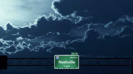 Wall Mural - Passing under Nashville USA Interstate Highway Road Sign at Night
  