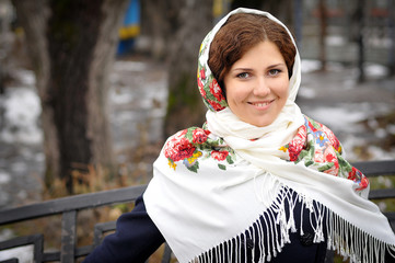 Portrait in russian shawl