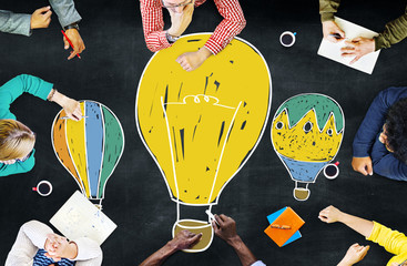 Sticker - Hot Air Balloon Bulb Ideas Imagination Flight Concept