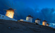 The windmills of Mykonos at blue hour, Greece