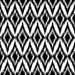 Wall Mural - Vector seamless black and white ikat ethnic pattern