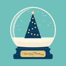 Merry Christmas Glass Ball With Tree