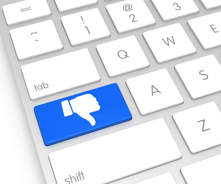 Computer Keyboard with Dislike Button. 3D Rendering