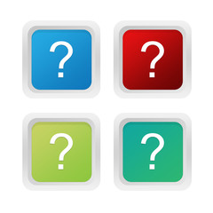 Wall Mural - set of squared colorful buttons with question mark symbol