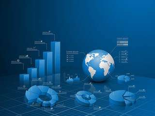 Set of vector 3d graph with infographic global template.