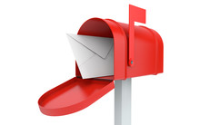 Incoming Mail. Mailbox With Letter Isolated