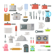 Flat Design Of Kitchen Items Set