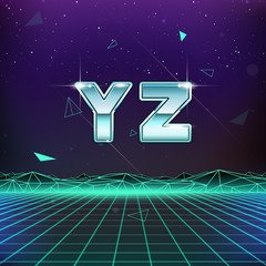 Sticker - 80s Retro Sci-Fi Font from Y to Z