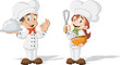 Cute cartoon children chefs cooking

