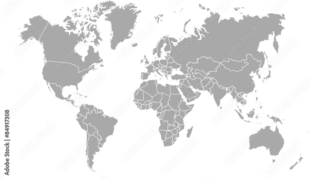carte du monde avec frontières 11062015 - obrazy, fototapety, plakaty 