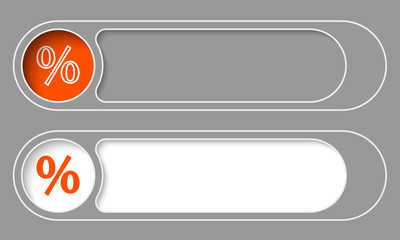 Set of two simple buttons and the symbol of percent