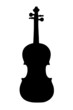 Silhouette of a violin like an icon - just black, isolated on white