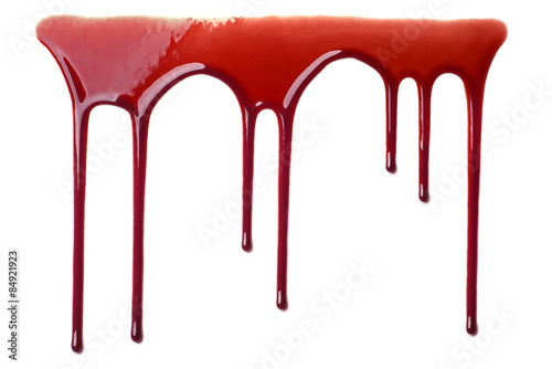 Fotografía La sangre que fluye / goteo de sangre aislado en blanco