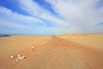 Obraz na płótnie pustynia droga błękitne niebo natura niebo