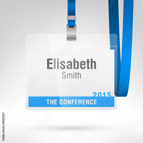 conference badge blank badge template in plastic holder with strap