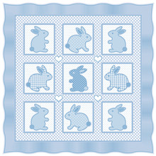 Baby Bunny Rabbits Quilt, Hearts, Pastel Blue
Polka Dots, Gingham Check