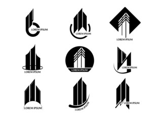 vector set of abstract real estate building tower logo on white background