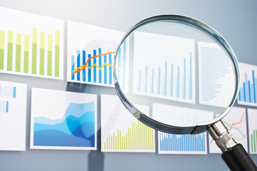 Poster - Searching and analyzing data with magnifying glass. Situation an