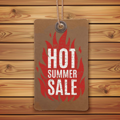 Sticker - Hot summer sale. Realistic, vintage label.