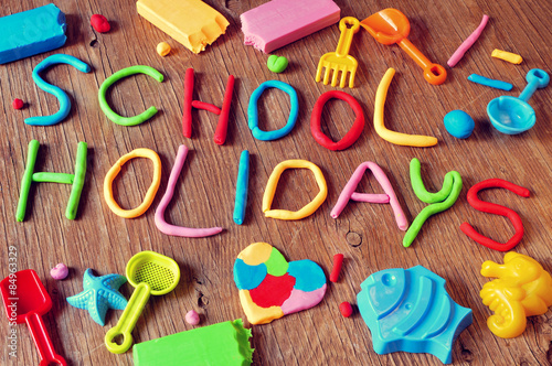 Fényképezés text school holidays made from modelling clay