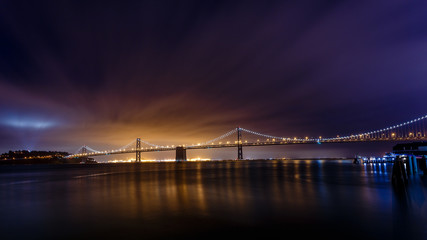 Fototapete - San Francisco-Oakland Bay Bridge at night