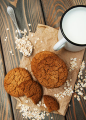 Canvas Print - Milk and oatmeal cookies