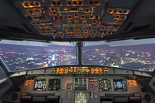 Plane Cockpit And City Of Night
