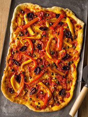 Poster - rustic italian thin crust vegetarian pizza