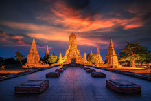 Old Temple Wat Chaiwatthanaram Of Ayutthaya Province