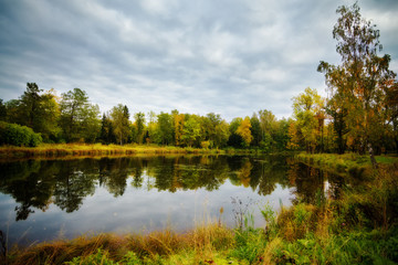 Sticker - autumn on a lake