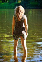 Girl Stand In River