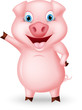 Cute pig cartoon presenting 