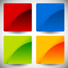 Poster - Blank glossy square buttons with rounded corners, vector. Set of