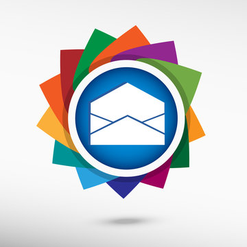 Open envelope icon. Flat design style 